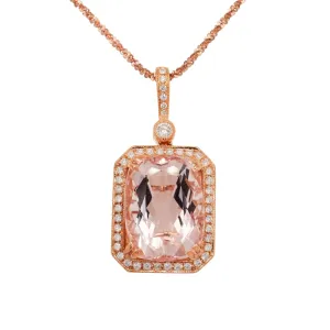 5.66 Carat Morganite Pendant in 14k Rose Gold