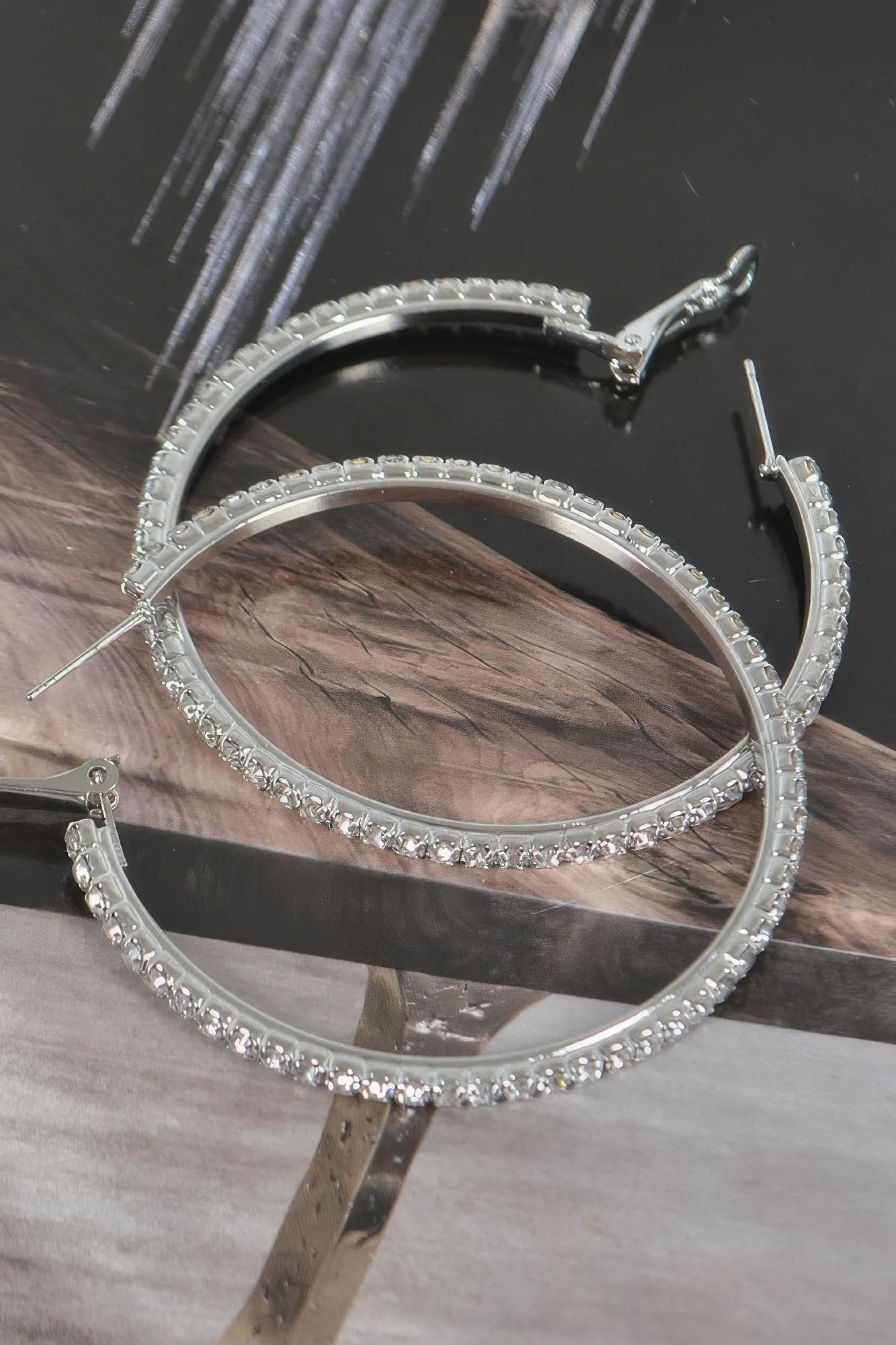 5cm Double Rhinestone Hoop Earrings