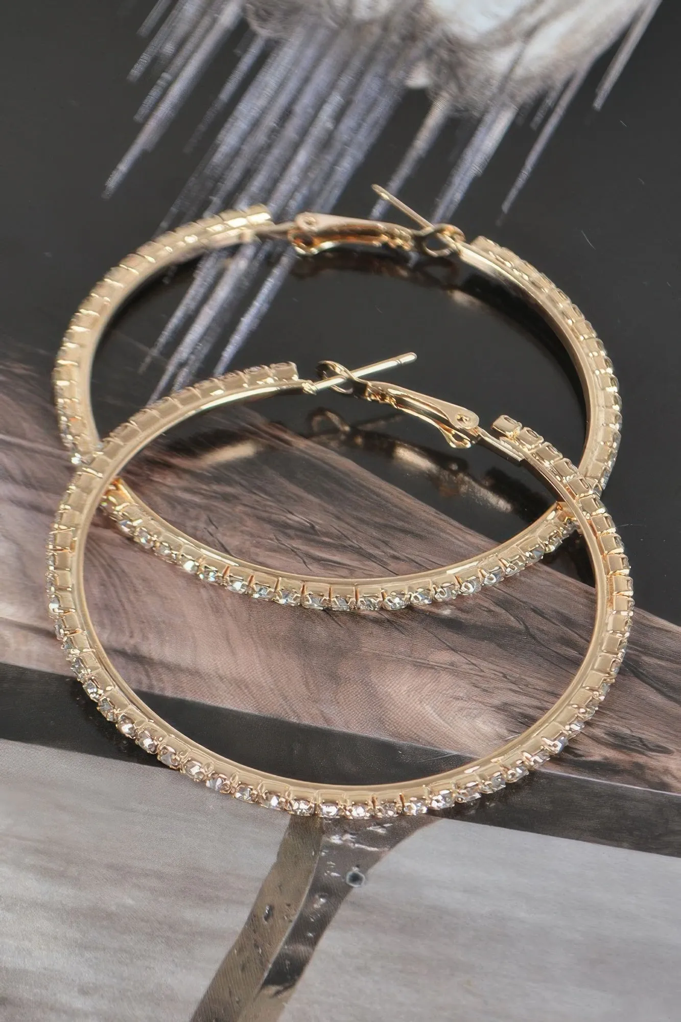 5cm Double Rhinestone Hoop Earrings