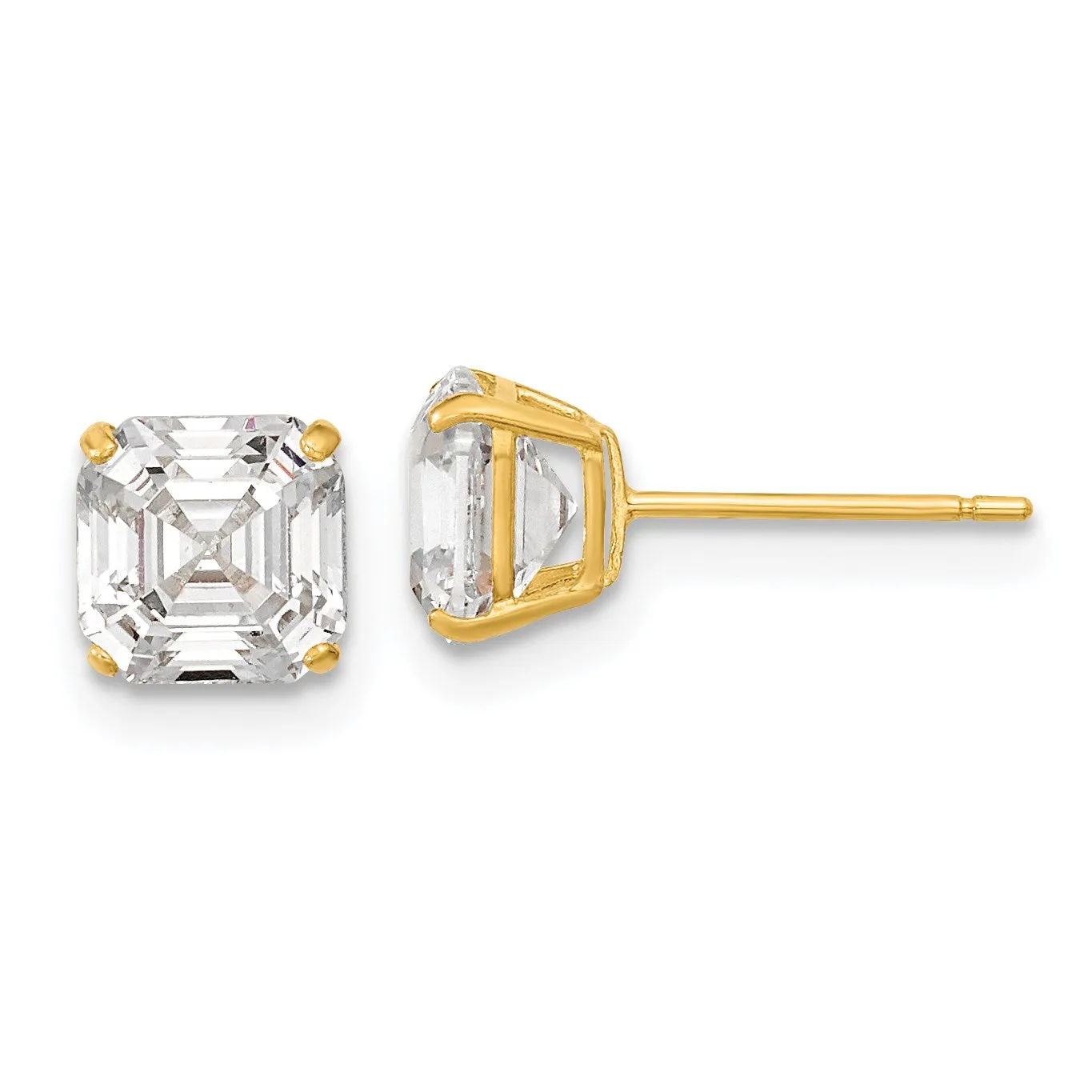 6MM Ascher Cubic Zirconia Stud Earrings in 14KT Yellow Gold