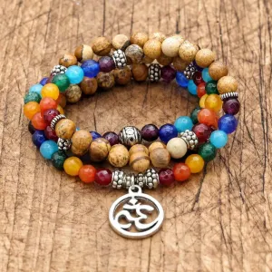 6mm Beads Tiger Eye 7 Chakra Mala Bracelets