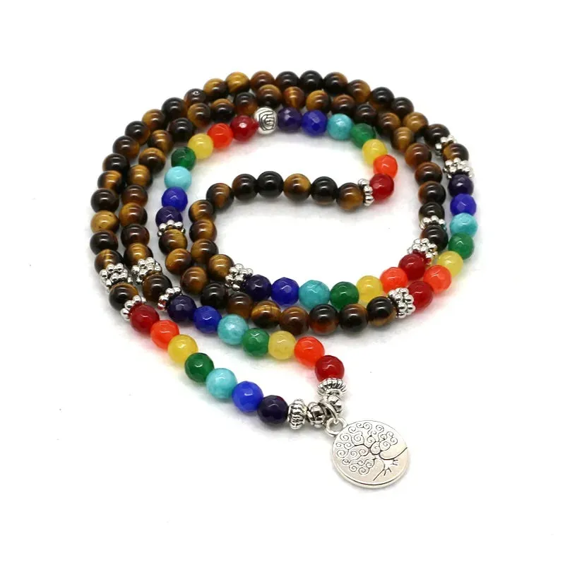 6mm Beads Tiger Eye 7 Chakra Mala Bracelets