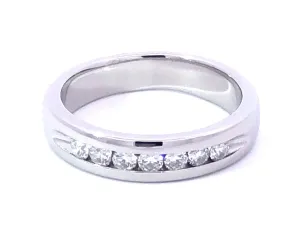 7 Diamond Channel Set Platinum Wedding Band Ring 5mm