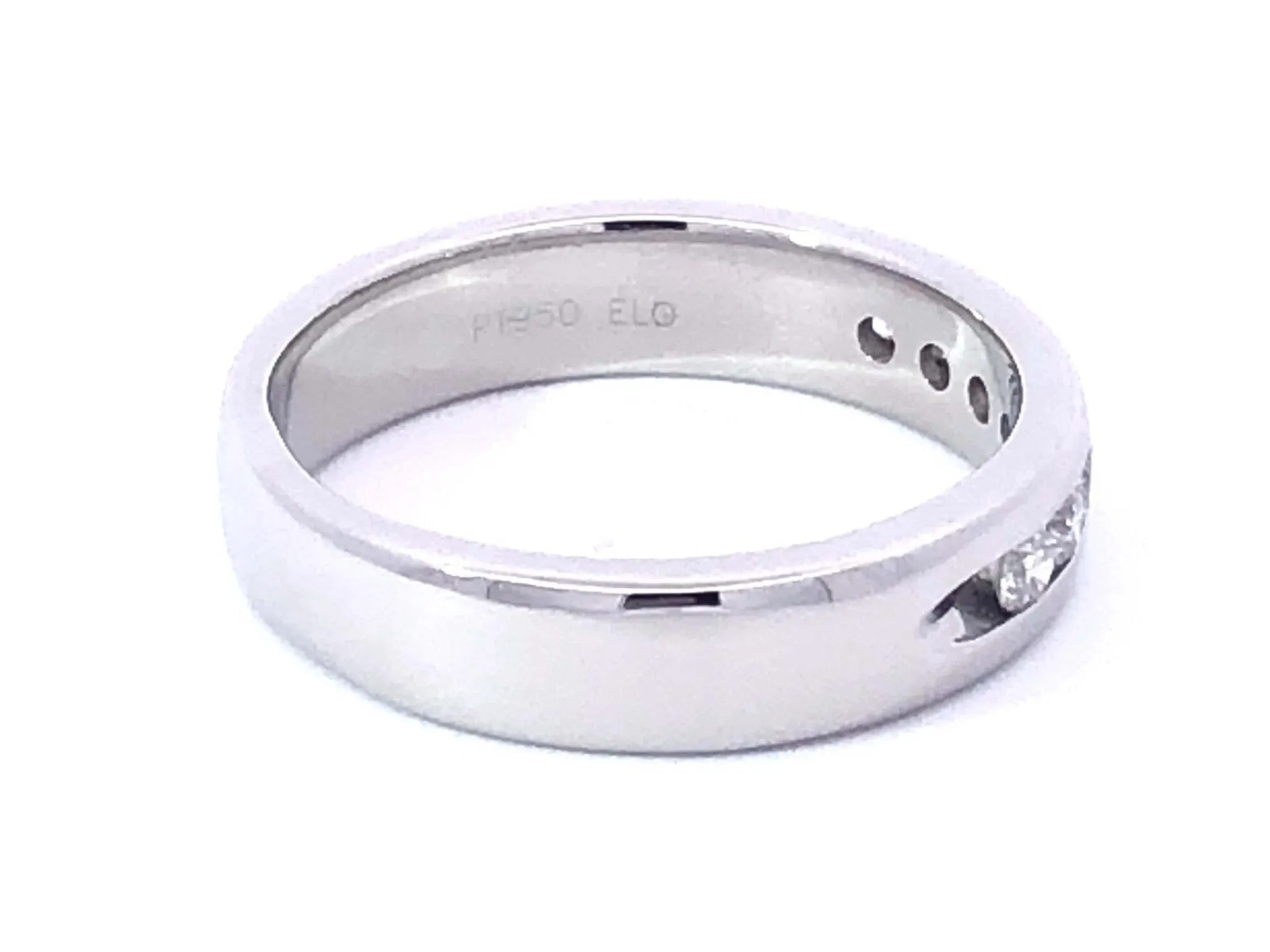 7 Diamond Channel Set Platinum Wedding Band Ring 5mm