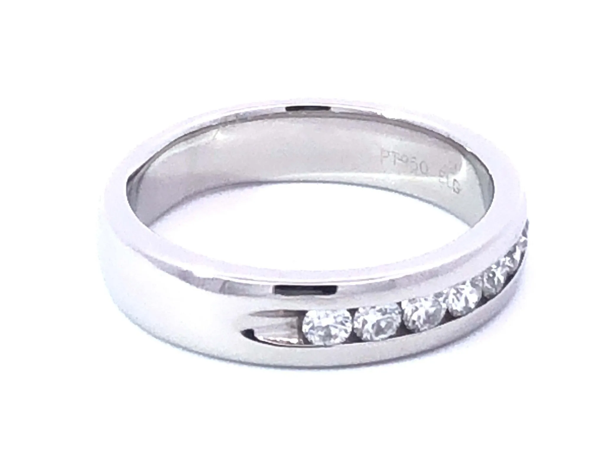 7 Diamond Channel Set Platinum Wedding Band Ring 5mm
