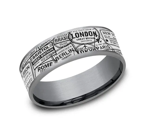 8mm Tantalum Traveler's Passion Embossed Men's Ring