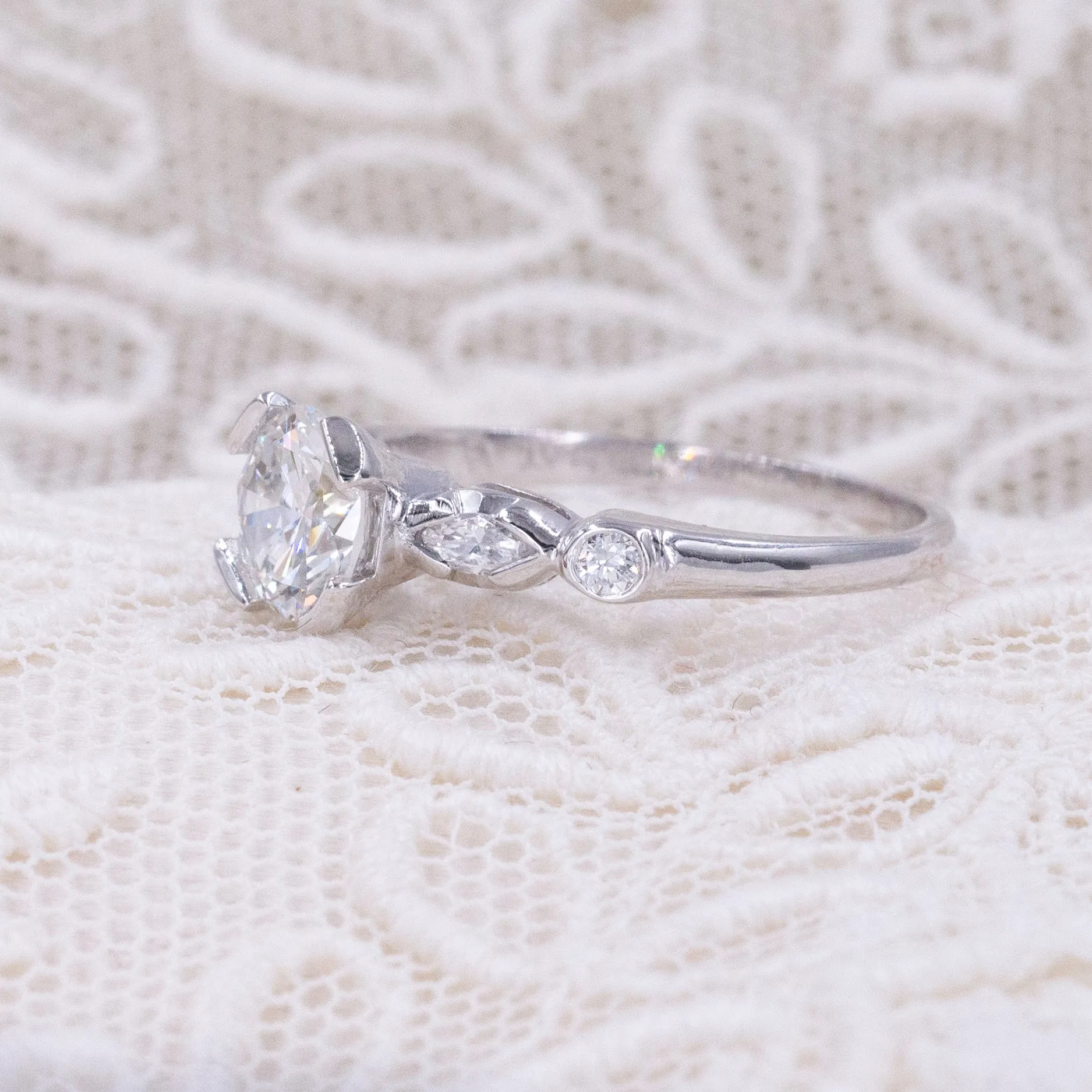 .91 Carat Transitional-Cut Diamond Ring C. 1930s