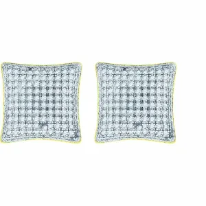 925 Sterling Silver Cubic Zirconia Yellow-tone CZ Square Dome Stud Unisex Screw Back Earrings