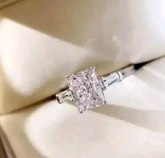 925 Sterling Silver Rhinestone Wedding Engagement Ring Size 6-7