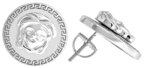 925 Sterling Silver Versace Medusa Unisex Stud Earrings