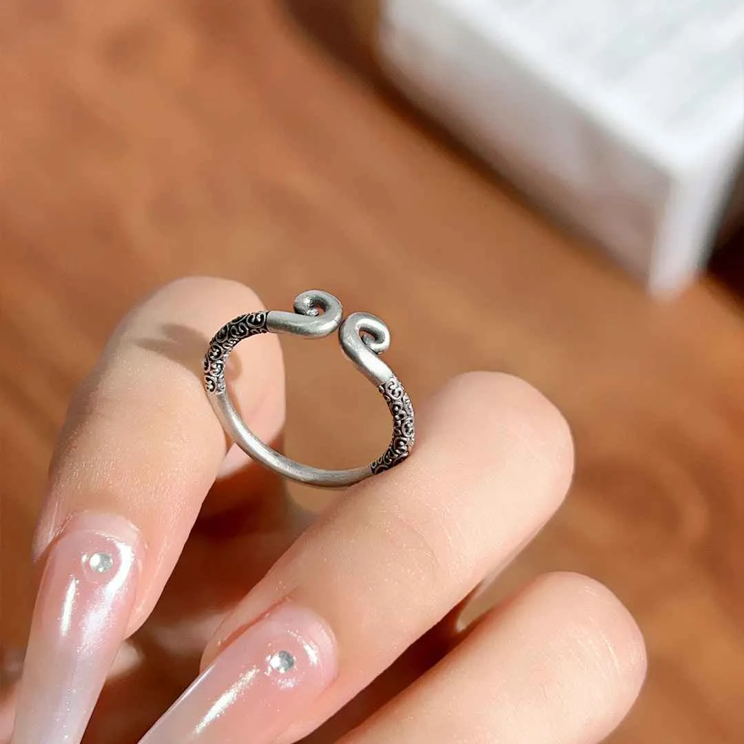 999 Sterling Silver Black Myth Wukong Matching Couple Rings, Polished/Matte/Antique Finishes, Monkey King Ring, Eternal Love Ring