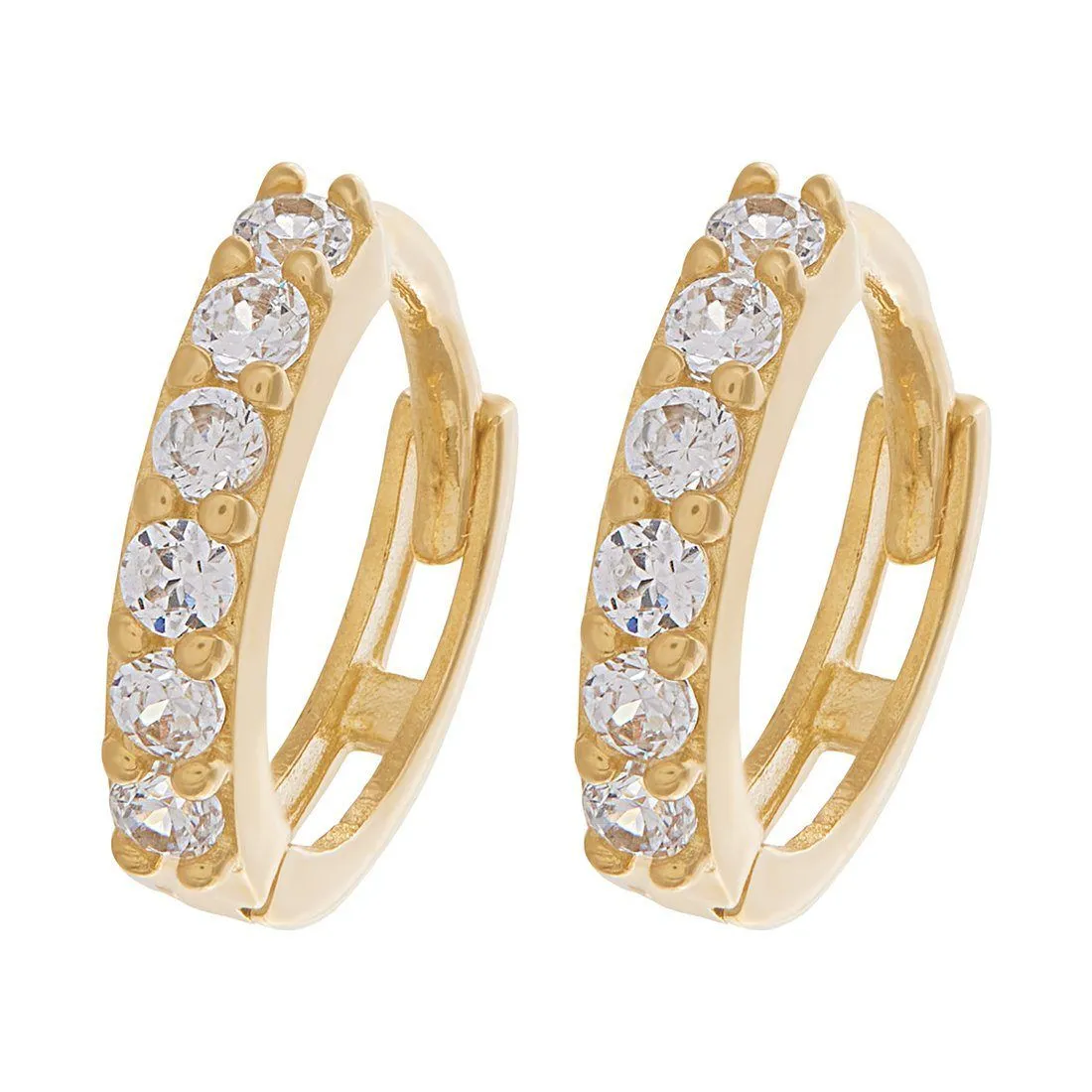9ct Yellow Gold Hoop Earrings with Cubic Zirconia 9mm