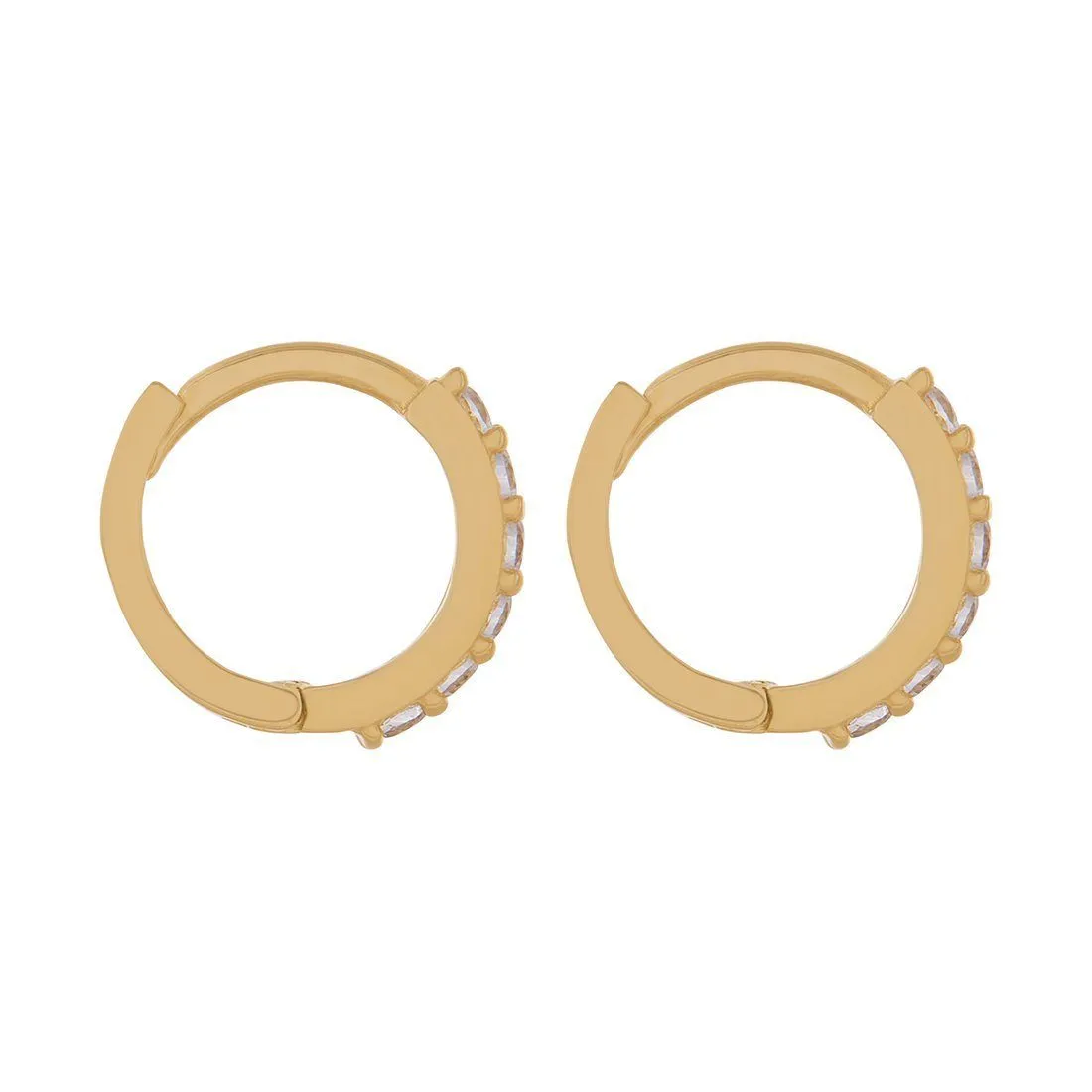 9ct Yellow Gold Hoop Earrings with Cubic Zirconia 9mm