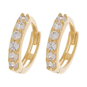 9ct Yellow Gold Hoop Earrings with Cubic Zirconia 9mm