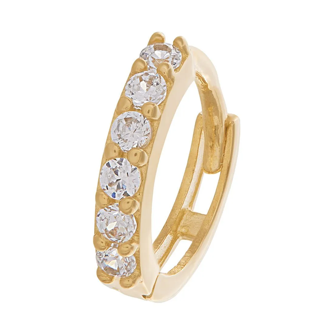 9ct Yellow Gold Hoop Earrings with Cubic Zirconia 9mm