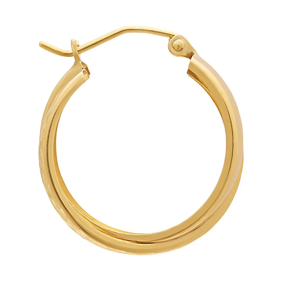 9ct Yellow Gold Silver Infused Double Hoop Earrings 3mm x 21mm