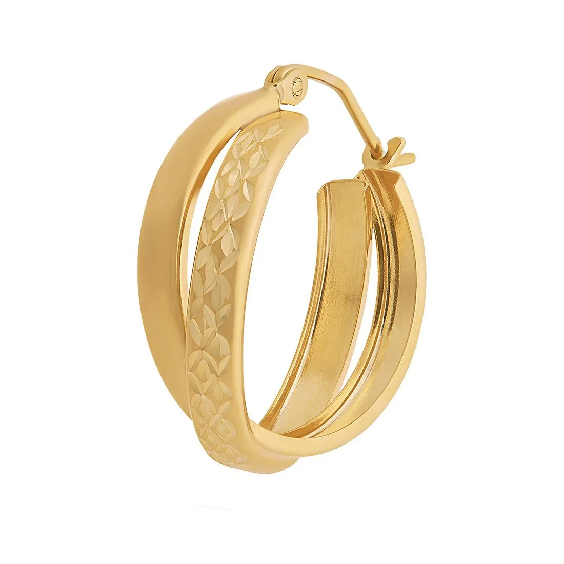 9ct Yellow Gold Silver Infused Double Hoop Earrings 3mm x 21mm