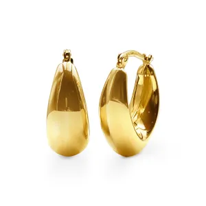 9ct Yellow Gold Silver Infused Tapered Bold Oval Hoop Earrings