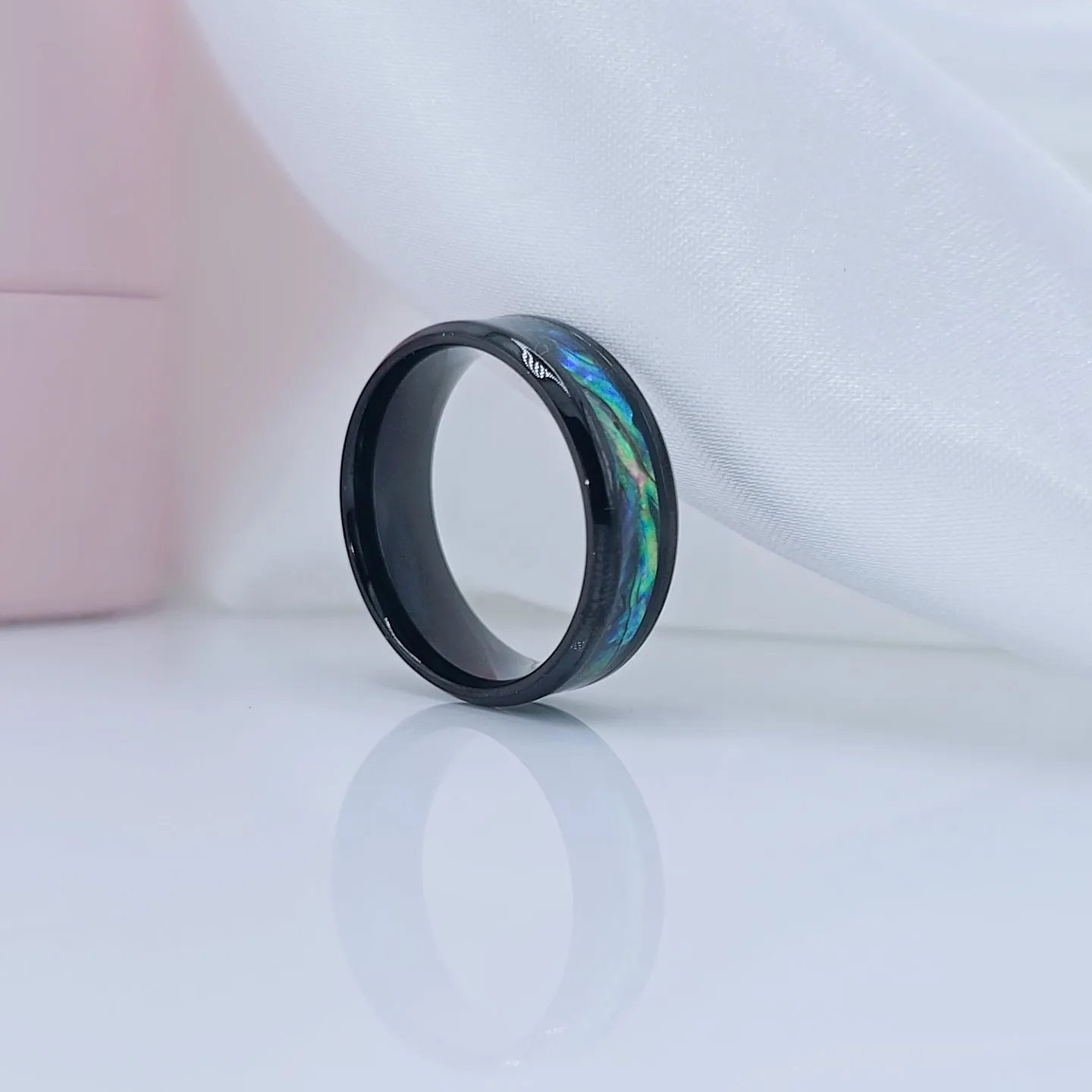 Abalone Shell Men's Titanium Wedding Band