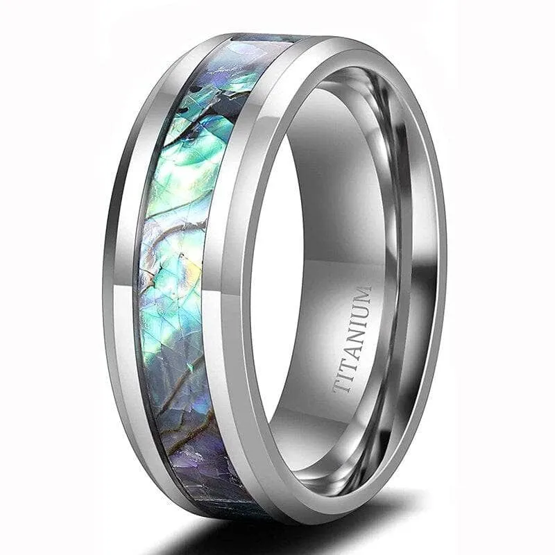 Abalone Shell Men's Titanium Wedding Band