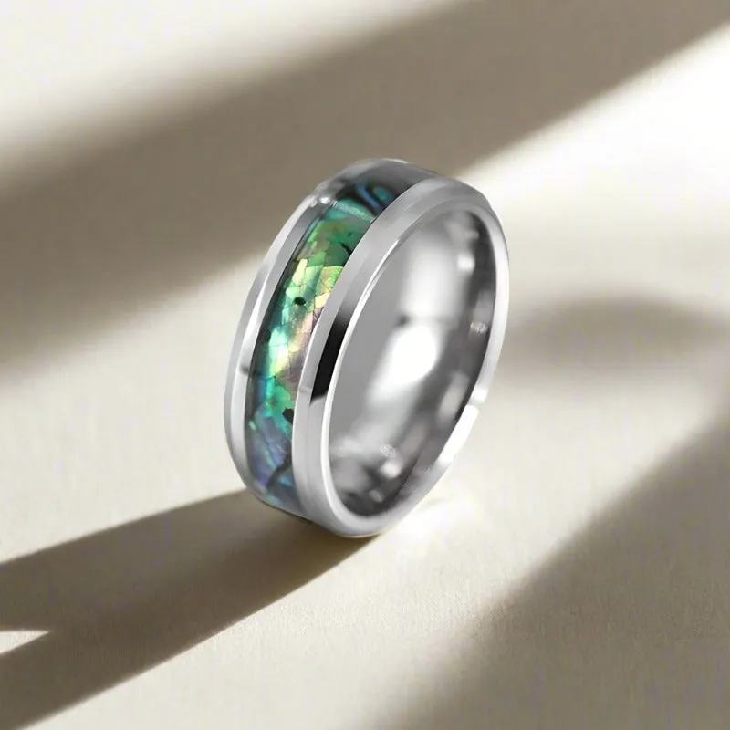Abalone Shell Men's Titanium Wedding Band