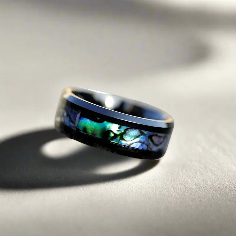 Abalone Shell Men's Titanium Wedding Band
