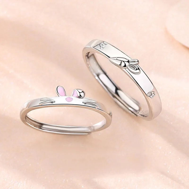 Adorable Carrot & Rabbit Matching Rings