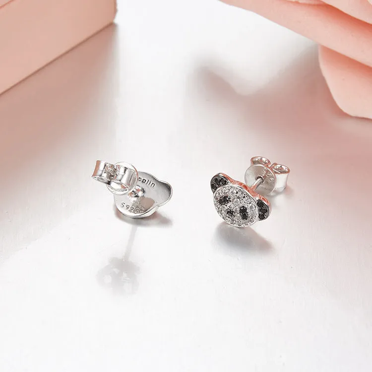 Adorable Panda Diamond Accent Stud Earrings