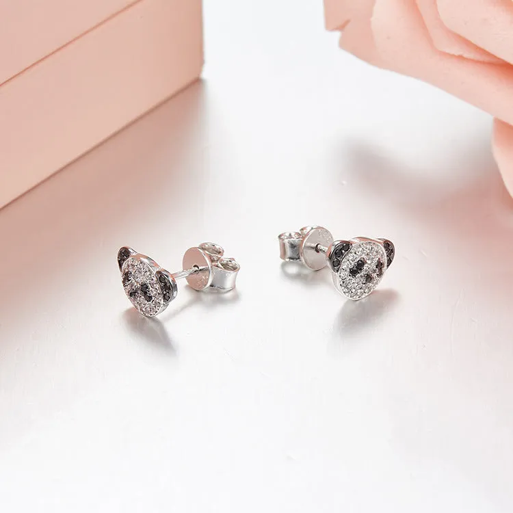 Adorable Panda Diamond Accent Stud Earrings