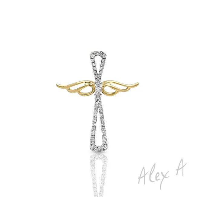 Alex A. Angel Wing Diamond Cross Pendant