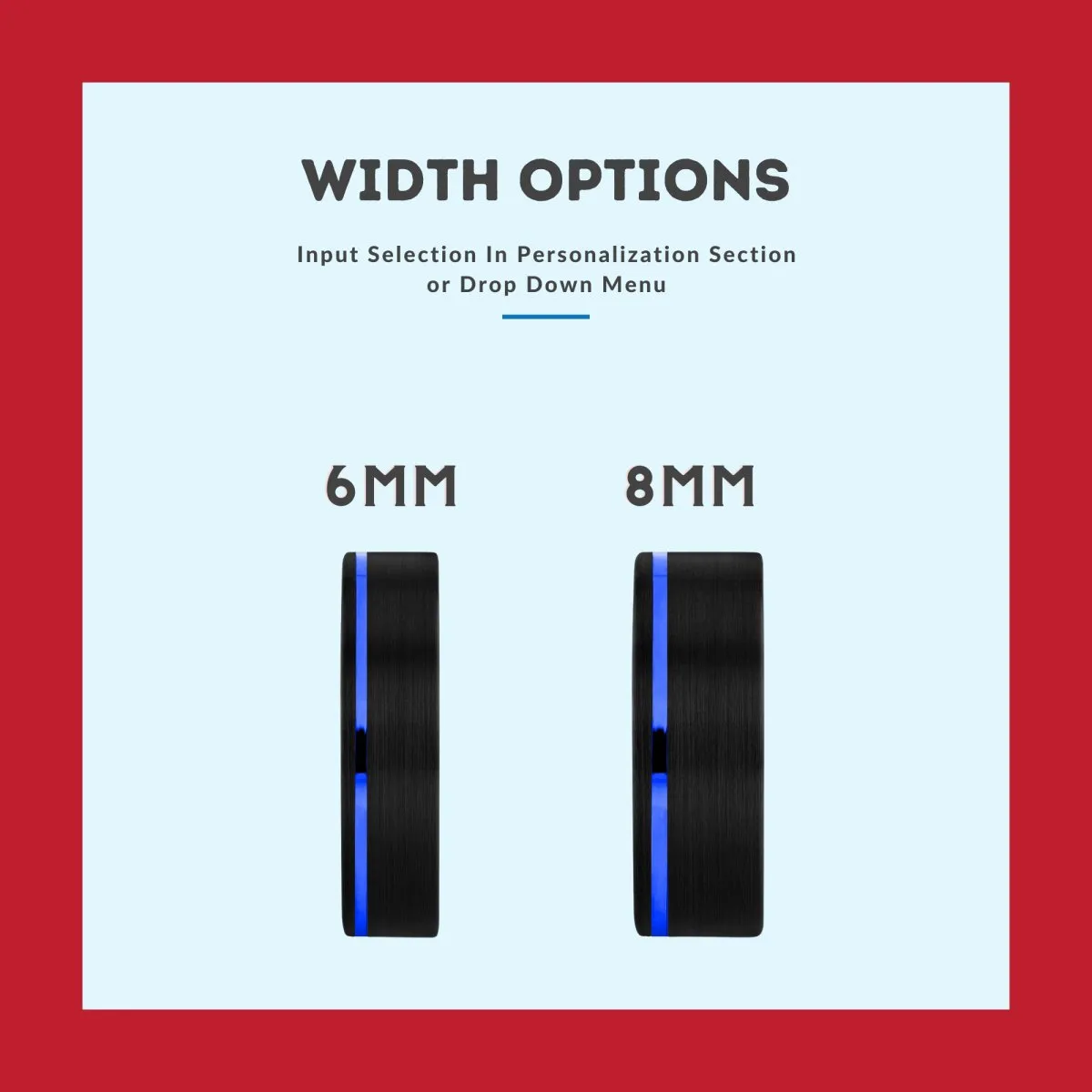 ALPHA | Whiskey Barrel Wood, Black Tungsten Ring, Blue Offset Groove, Flat