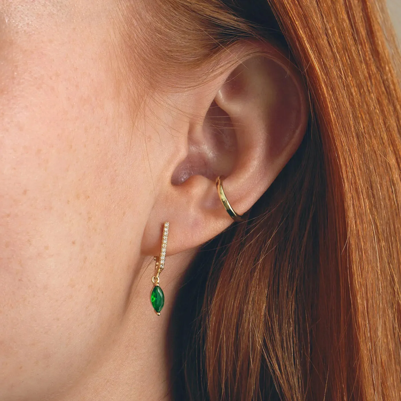 Amanda - Green Crystal Hoop Earrings