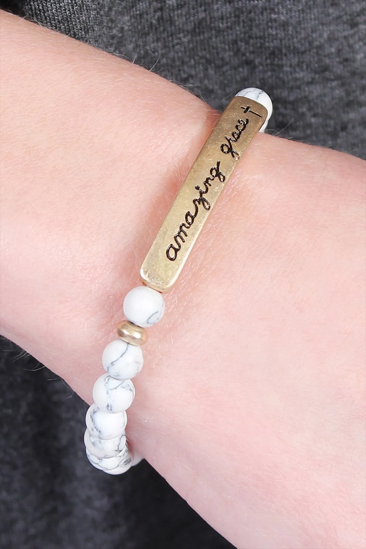 AMAZING GRACE NATURAL STONE STRETCH BRACELET