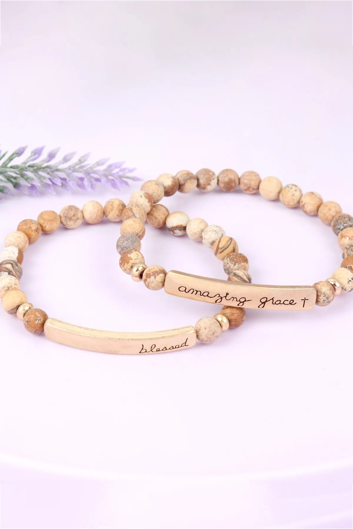 AMAZING GRACE NATURAL STONE STRETCH BRACELET