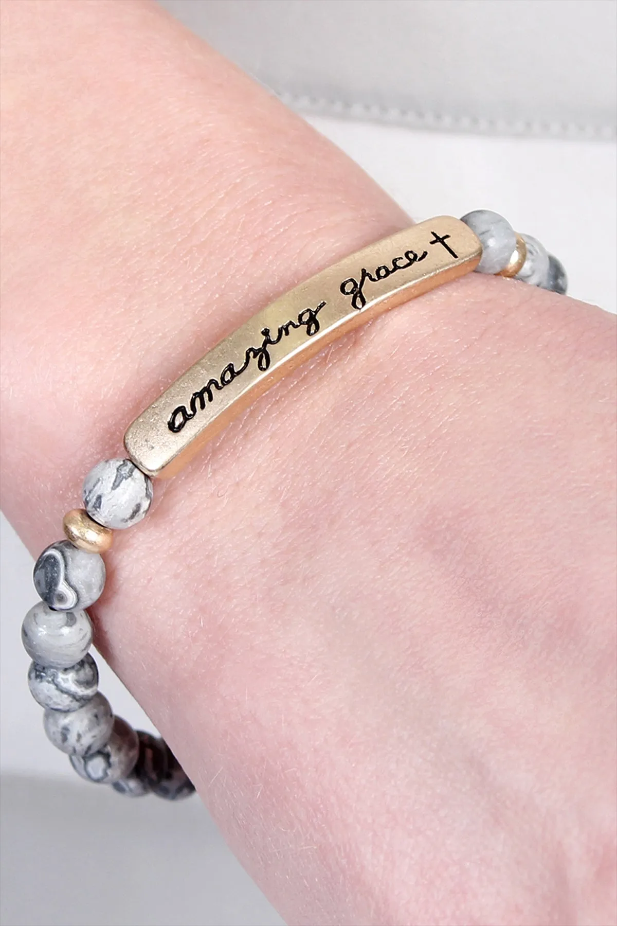 AMAZING GRACE NATURAL STONE STRETCH BRACELET