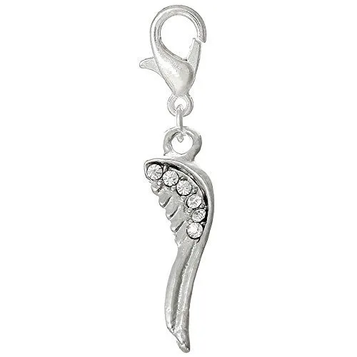 Angel Wing Clip On For Bracelet Charm for European Charm w/ Lobster Clasp