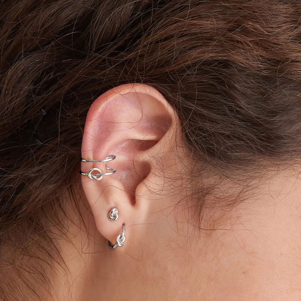 Ania Haie Forget Me Knot Silver Hoop Earrings