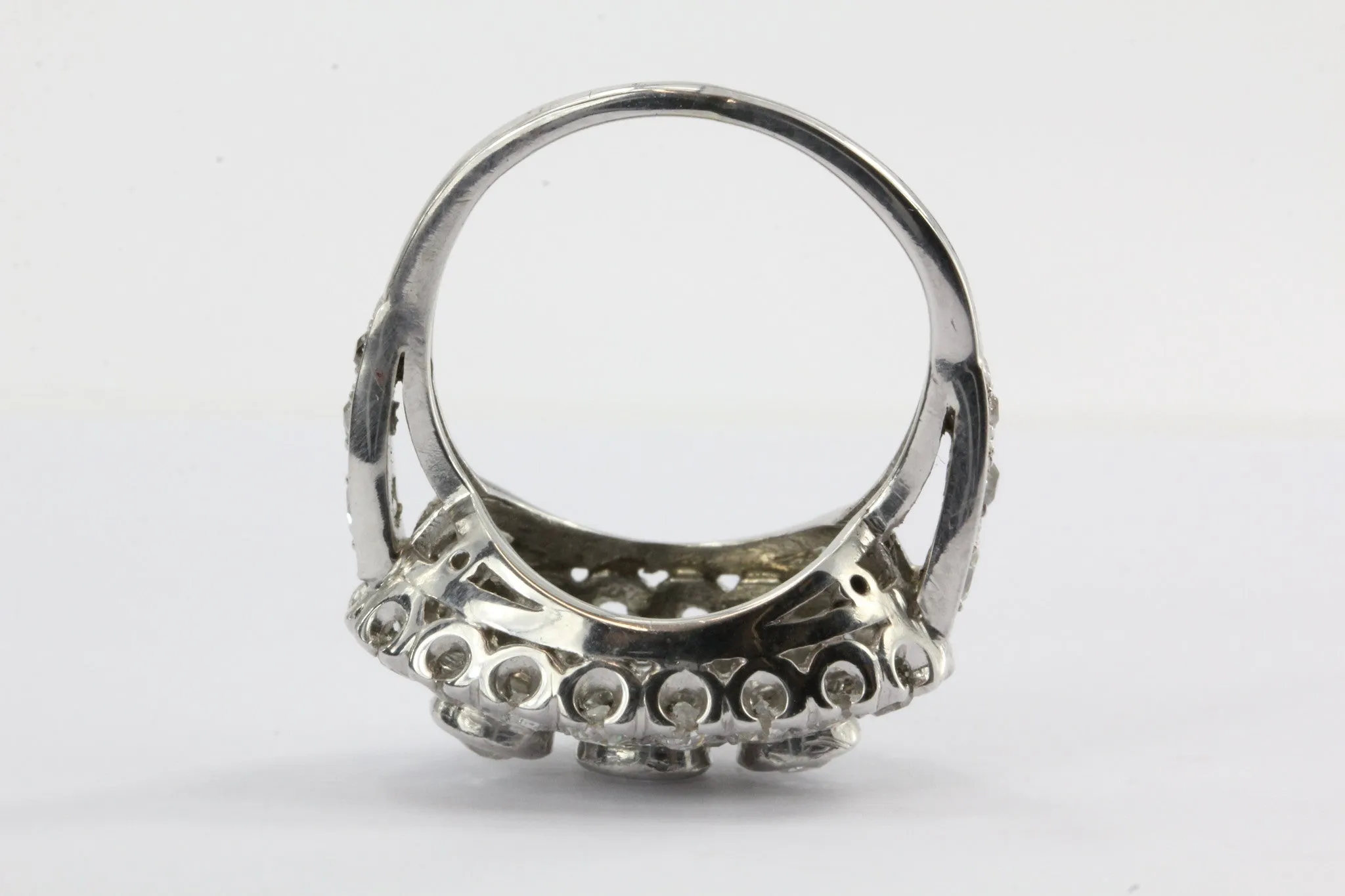 Antique Art Deco 14k White Gold 2 CTW Old European Cut Diamond Engagement Ring