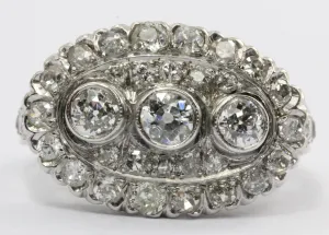 Antique Art Deco 14k White Gold 2 CTW Old European Cut Diamond Engagement Ring