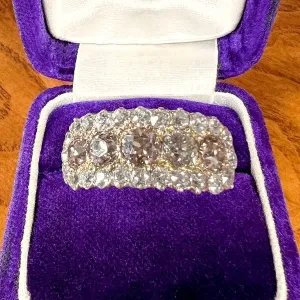 Antique Cognac & White Diamond Ring