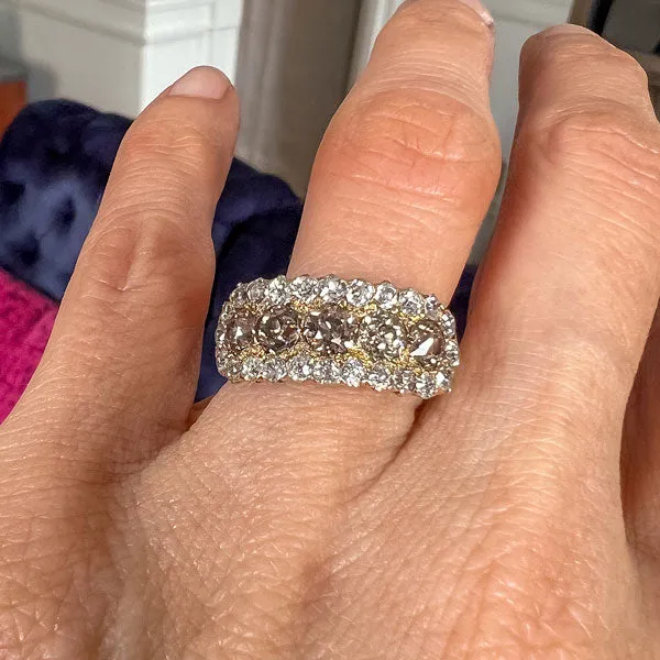 Antique Cognac & White Diamond Ring