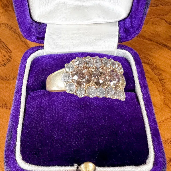Antique Cognac & White Diamond Ring