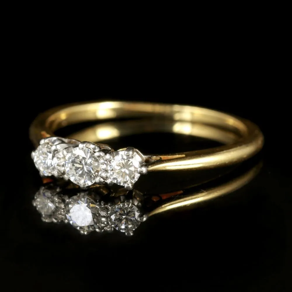 Antique Edwardian Trilogy Diamond Ring 18Ct Plat Circa 1915