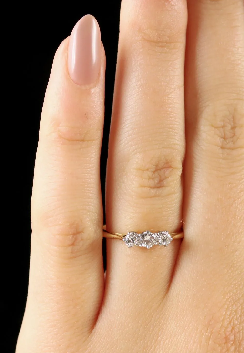 Antique Edwardian Trilogy Diamond Ring 18Ct Plat Circa 1915
