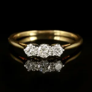 Antique Edwardian Trilogy Diamond Ring 18Ct Plat Circa 1915