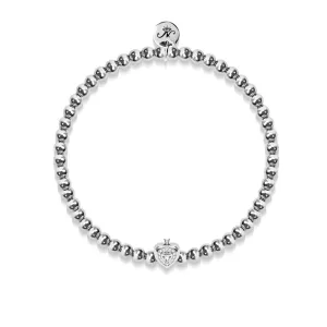 April | White Crystal Birthstone | Silver | Crystal Heart Bracelet