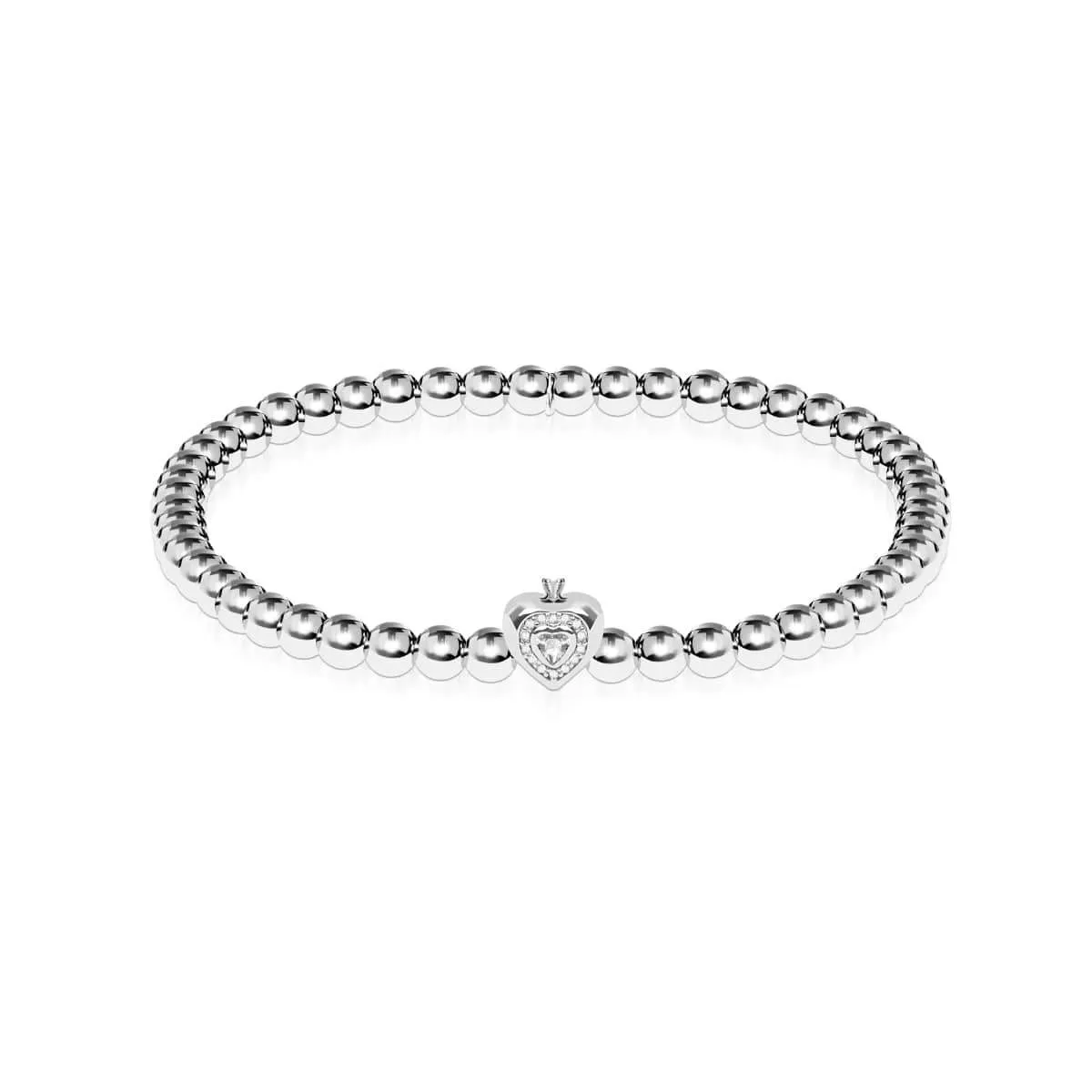 April | White Crystal Birthstone | Silver | Crystal Heart Bracelet