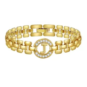 Apsvo J Letter Bracelet Gold Initial Bracelet Cubic