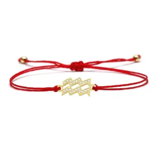 Aquarius Zodiac Red String Protection Bracelet