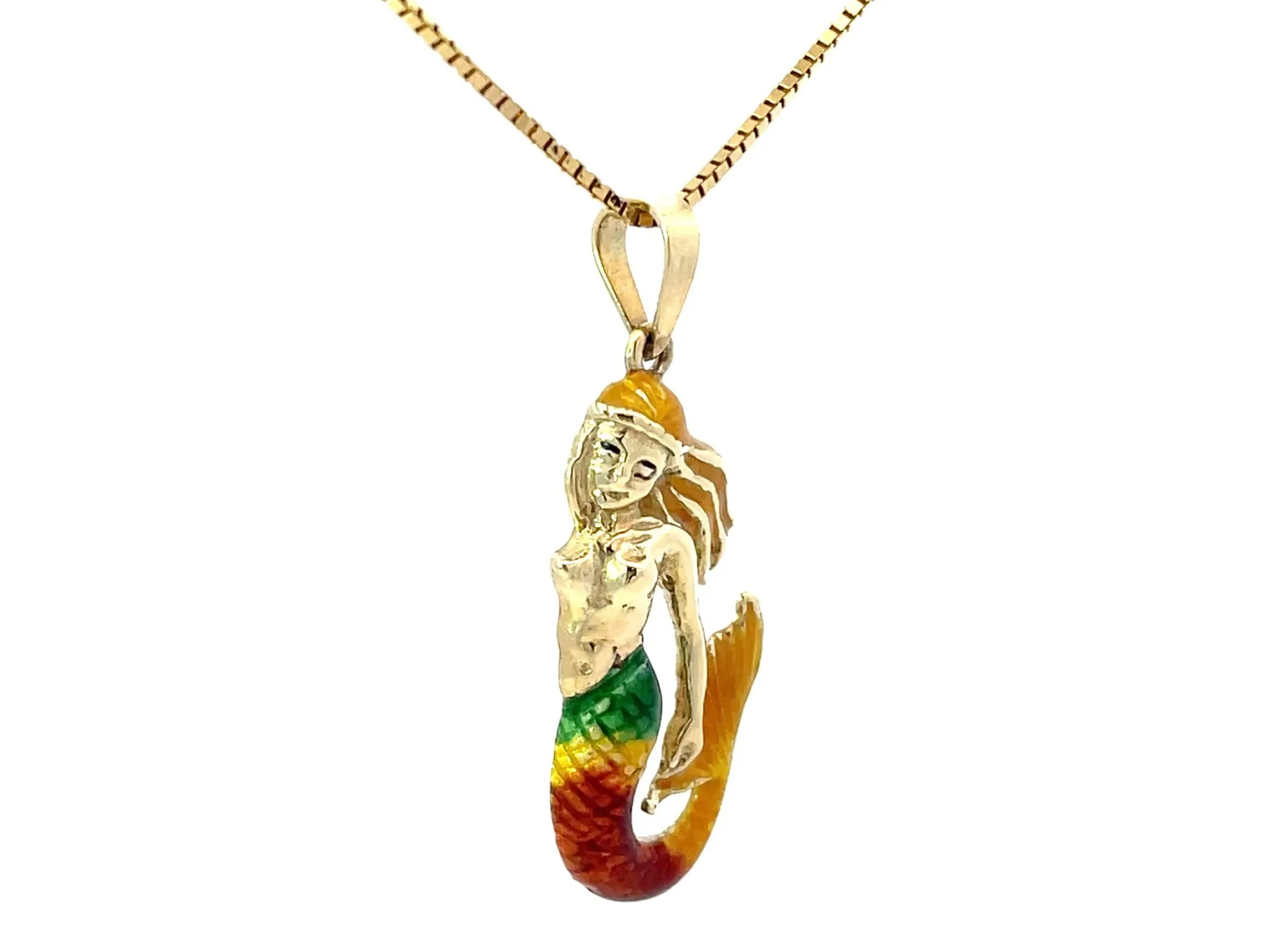 Ariel Enamel Necklace Solid 14K Yellow Gold